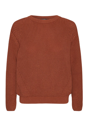 Burned Orange: Gemütlicher Strickpullover aus Bio-Baumwolle für Damen [8103]