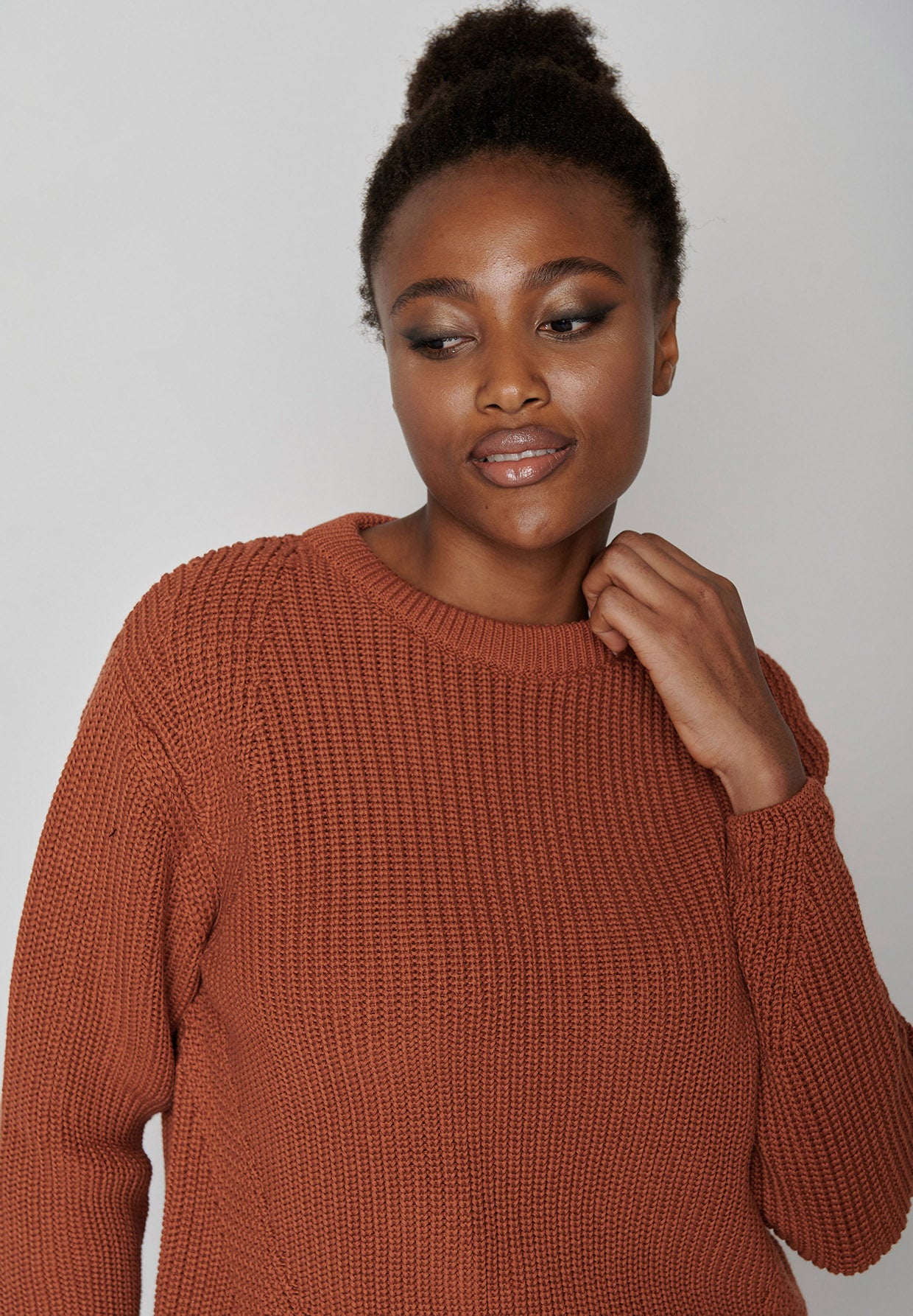 Orang:  Gemütlicher Strickpullover aus Bio-Baumwolle für Damen [8106]