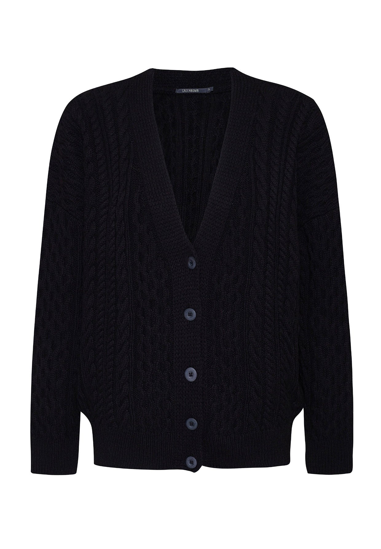 Black: Gemütliche Strickjacke aus Bio-Baumwolle für Damen [8108]