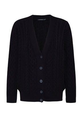 Black: Gemütliche Strickjacke aus Bio-Baumwolle für Damen [8108]