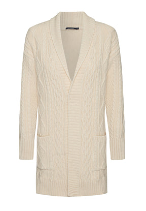 Weiß:  Gemütliche Strickjacke aus Woll Mix für Damen [8137]