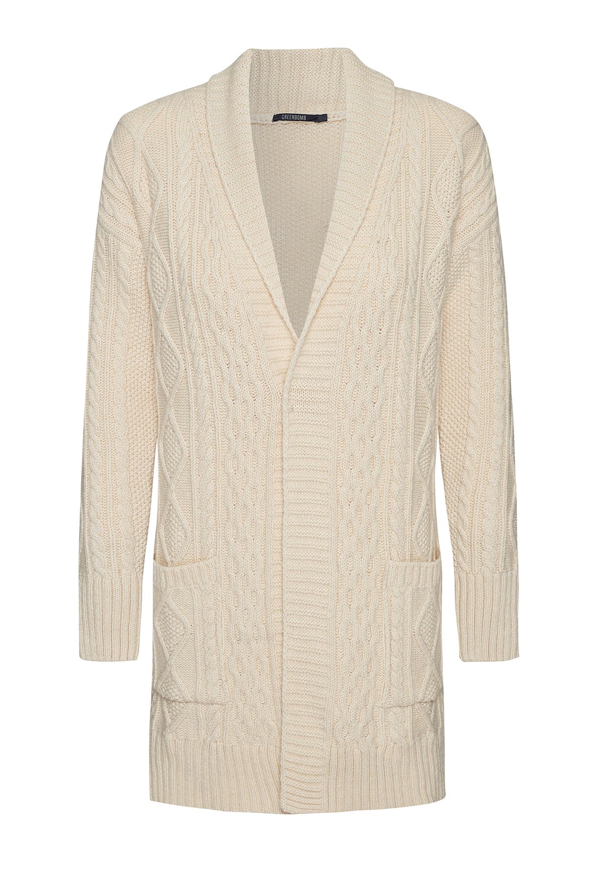 Ecru: Gemütliche Strickjacke aus Woll Mix für Damen [8137]