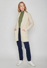 Weiß:  Gemütliche Strickjacke aus Woll Mix für Damen [8138]