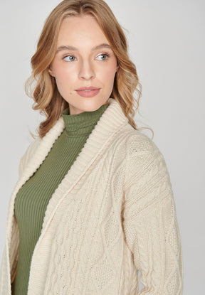Weiß:  Gemütliche Strickjacke aus Woll Mix für Damen [8141]