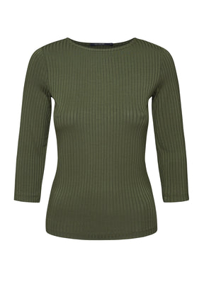 Dirty Olive: Sportliches Longsleeve aus LENZING™ TENCEL™ Mix für Damen [8153]