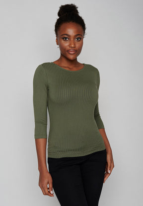 Dirty Olive: Sportliches Longsleeve aus LENZING™ TENCEL™ Mix für Damen [8155]