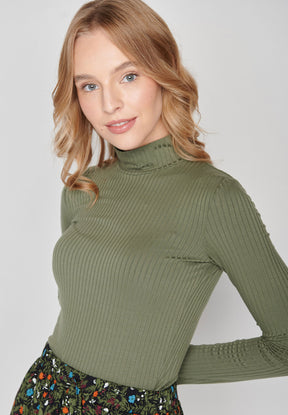 Dirty Olive: Lässiges Longsleeve aus LENZING™ TENCEL™ Mix für Damen [8162]