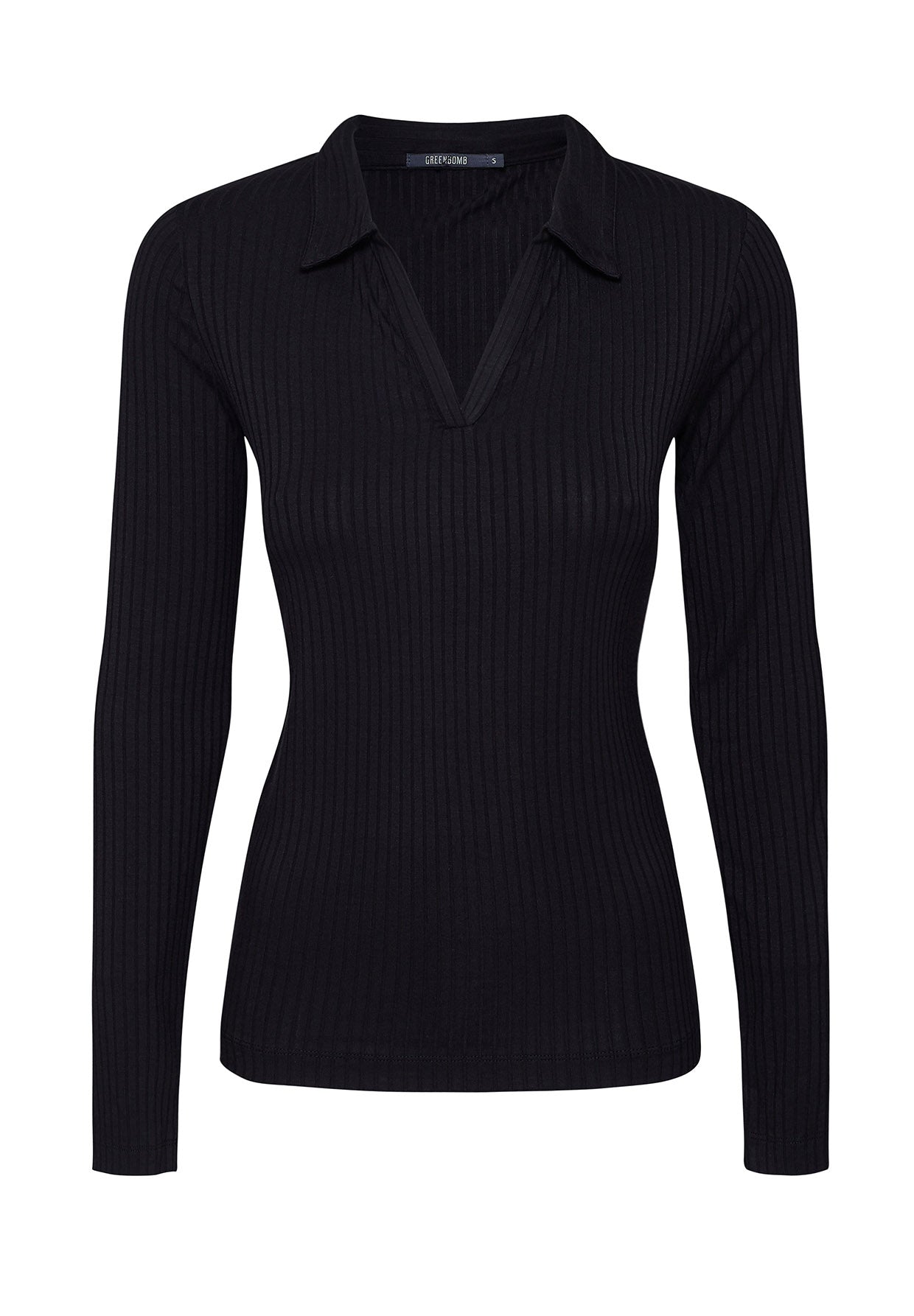 Schwarz:  Elegantes Longsleeve aus LENZING™ Tencel für Damen [8169]