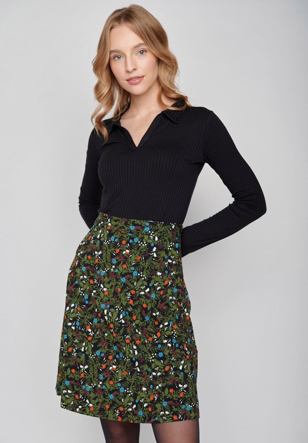 Black: Elegantes Longsleeve aus LENZING™ Tencel für Damen [8171]