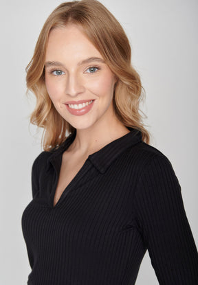 Black: Elegantes Longsleeve aus LENZING™ Tencel für Damen [8172]