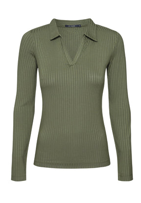 Grün:  Elegantes Longsleeve aus LENZING™ Tencel für Damen [8179]