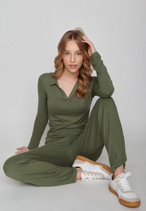Grün:  Elegantes Longsleeve aus LENZING™ Tencel für Damen [8180]
