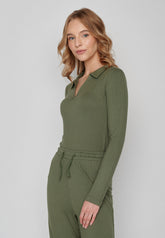Dirty Olive: Elegantes Longsleeve aus LENZING™ Tencel für Damen [8181]