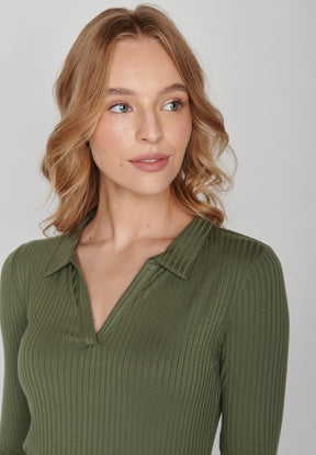 Grün:  Elegantes Longsleeve aus LENZING™ Tencel für Damen [8182]