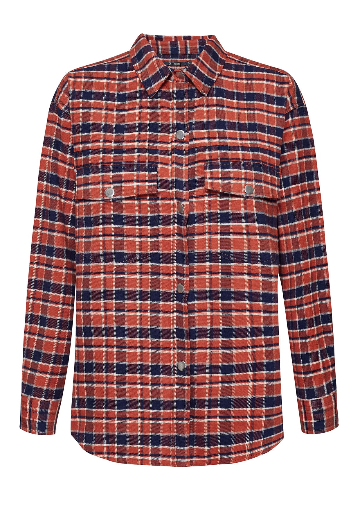 Burned Orange Check: Lässige Hemdjacke aus Bio-Baumwolle für Damen [8209]