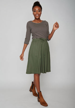 Dirty Olive: Eleganter Rock aus LENZING™ TENCEL™ für Damen [8285]