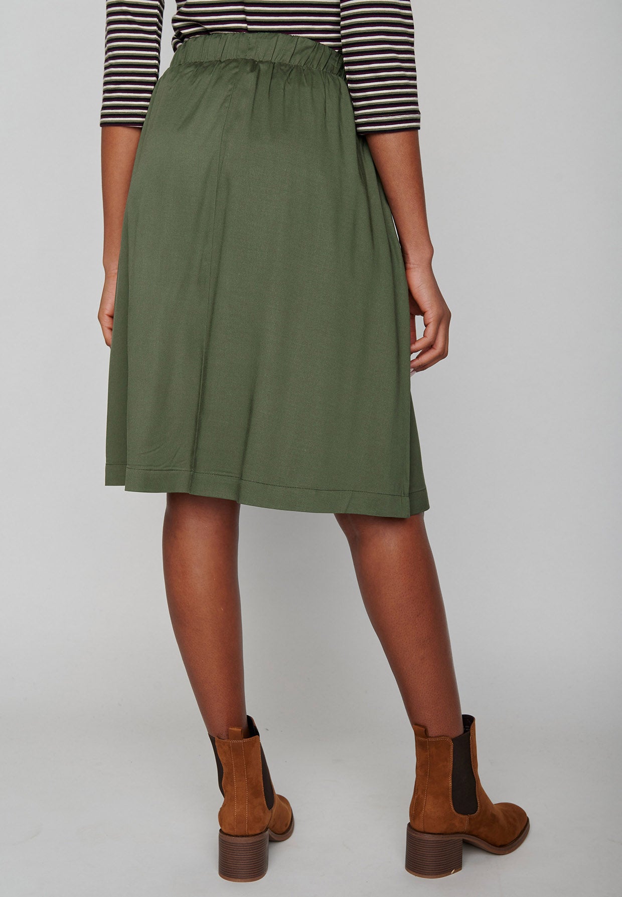 Dirty Olive: Eleganter Rock aus LENZING™ TENCEL™ für Damen [8288]