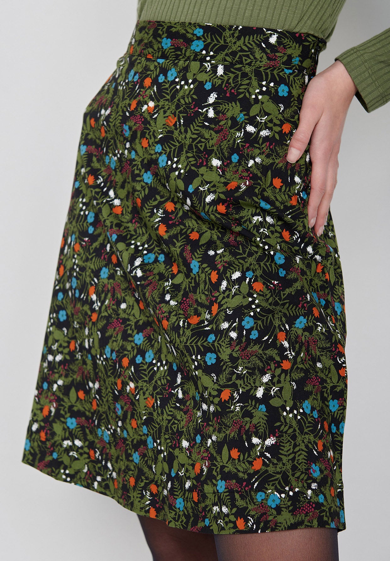 Grün:  Eleganter Rock aus LENZING™ ECOVERO™ Mix für Damen [8308]