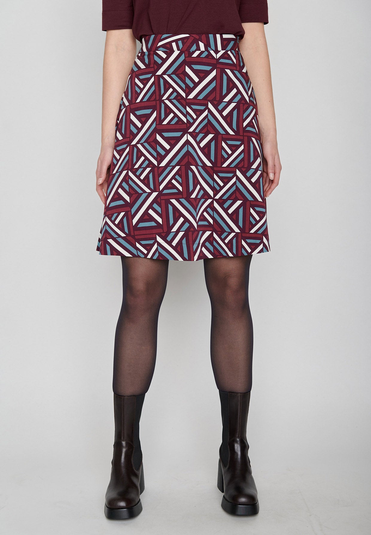 Rot:  Eleganter Rock aus LENZING™ ECOVERO™ Mix für Damen [8312]