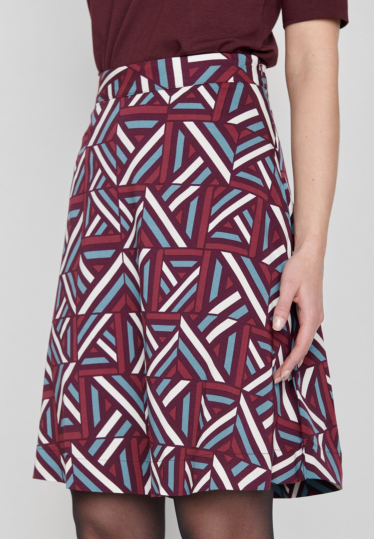 Rot:  Eleganter Rock aus LENZING™ ECOVERO™ Mix für Damen [8313]