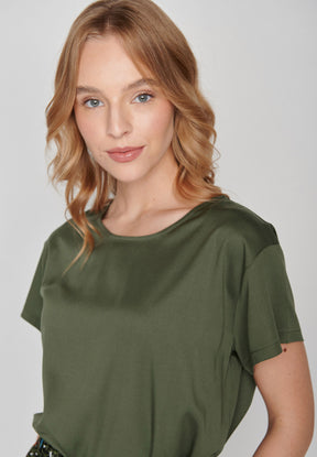 Dirty Olive: Lässiges T-Shirt aus Viskose (LENZING™ ECOVERO™) Mix für Damen [8332]