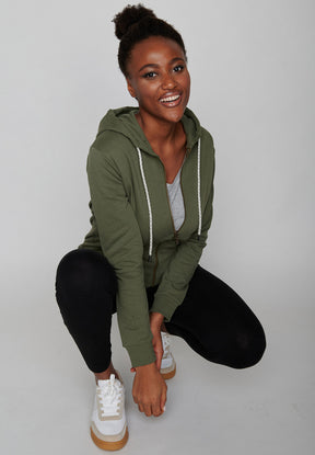 Dirty Olive: Gemütliche Zipjacke aus Bio-Baumwolle für Damen [8366]