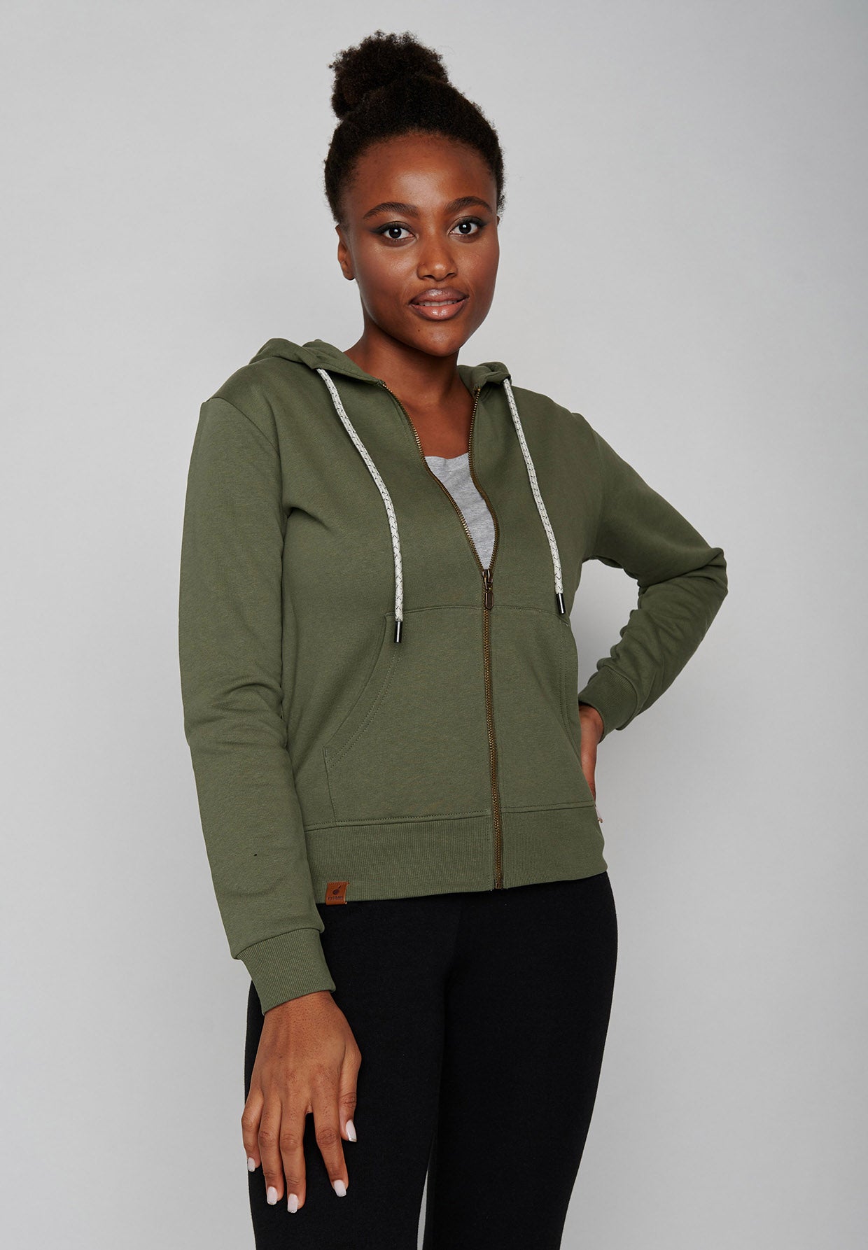 Dirty Olive: Gemütliche Zipjacke aus Bio-Baumwolle für Damen [8369]