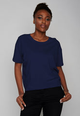 Blau:  Lässiges T-Shirt aus Bio-Baumwoll Mix für Damen [8400]
