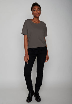 Grau:  Lässiges T-Shirt aus Bio-Baumwoll Mix für Damen [8403]