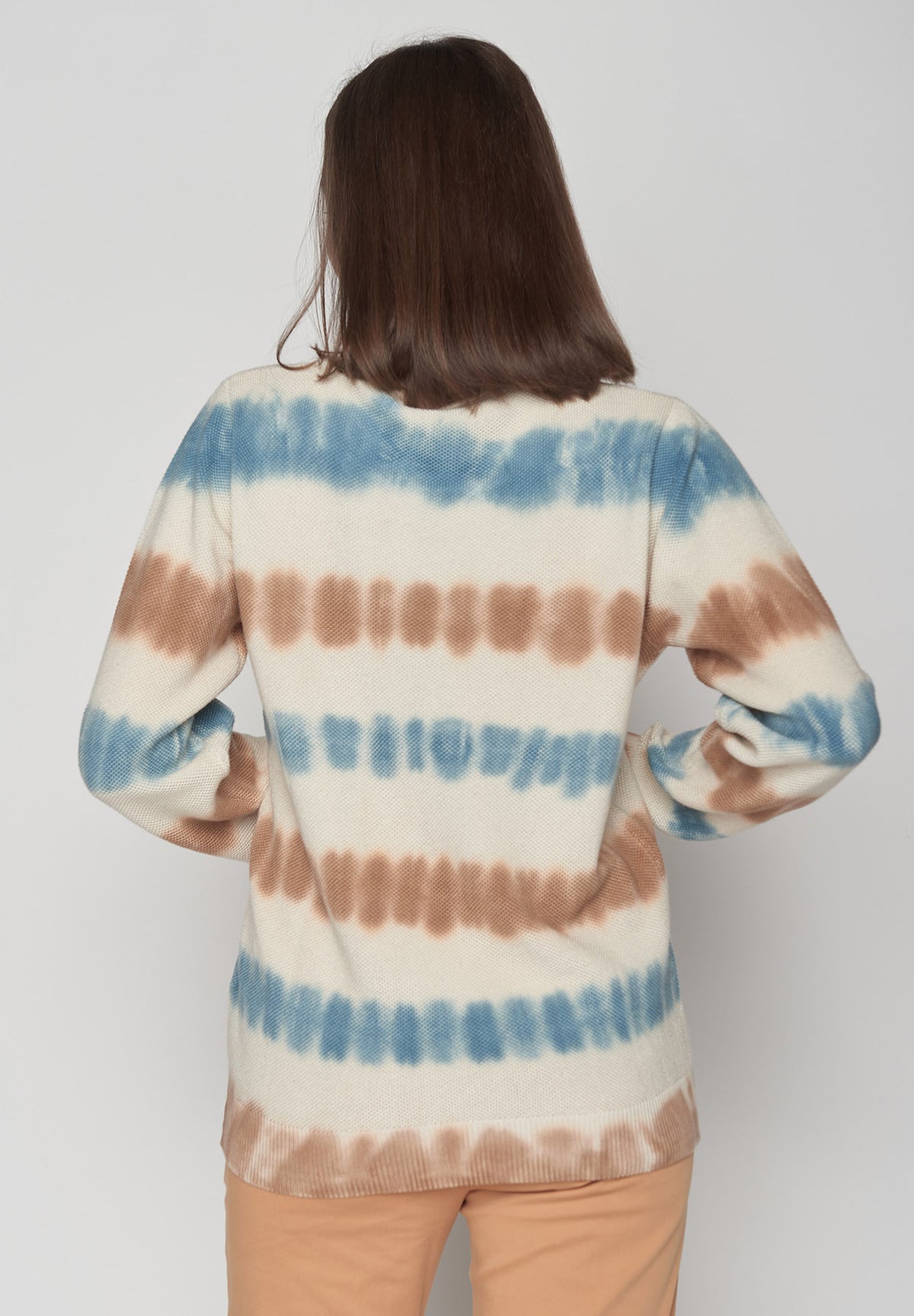 Hazel Blue Stripes: Gemütlicher Strickpullover aus Bio-Baumwolle für Damen [8561]