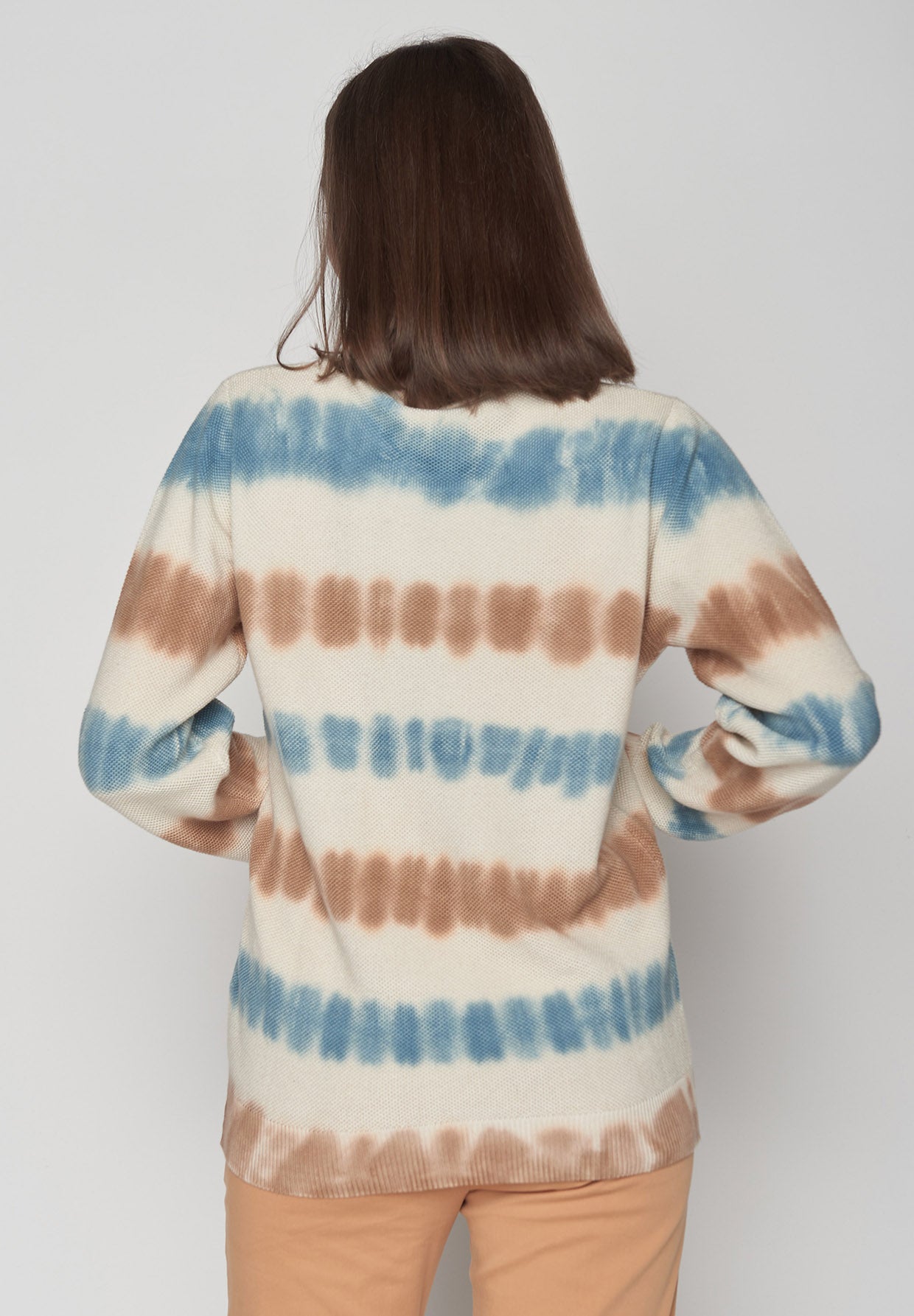 Hazel Blue Stripes: Gemütlicher Strickpullover aus Bio-Baumwolle für Damen [8561]