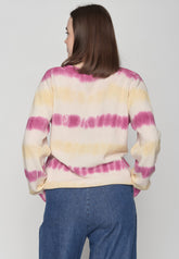 Mauve Yellow Stripes: Gemütlicher Strickpullover aus Bio-Baumwolle für Damen [8565]
