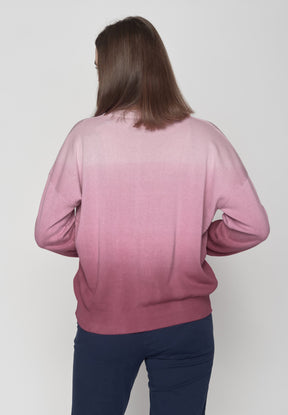 Mauve Gradient: Gemütliche Strickjacke aus Bio-Baumwolle für Damen [8578]