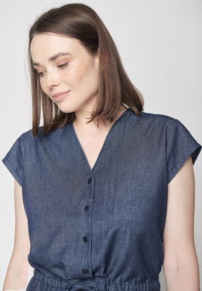 Light Denim: Elegantes Kleid aus Bio-Baumwolle für Damen [8587]