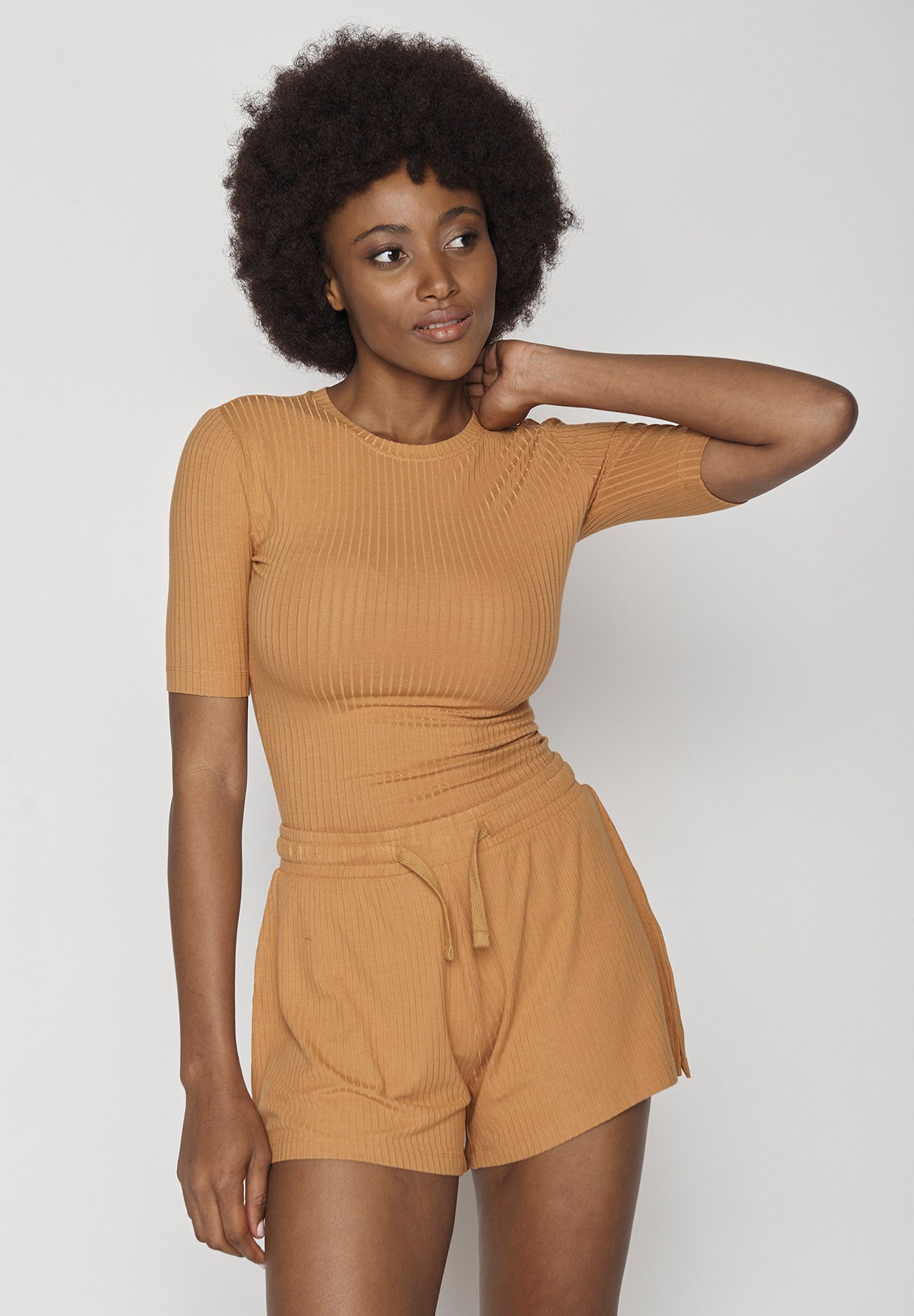 Braun:  Sportliches Longsleeve aus LENZING™ TENCEL™ Mix für Damen [8653]