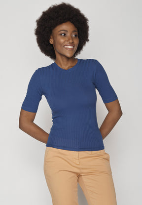 Ocean Blue: Sportliches Longsleeve aus LENZING™ TENCEL™ Mix für Damen [8658]