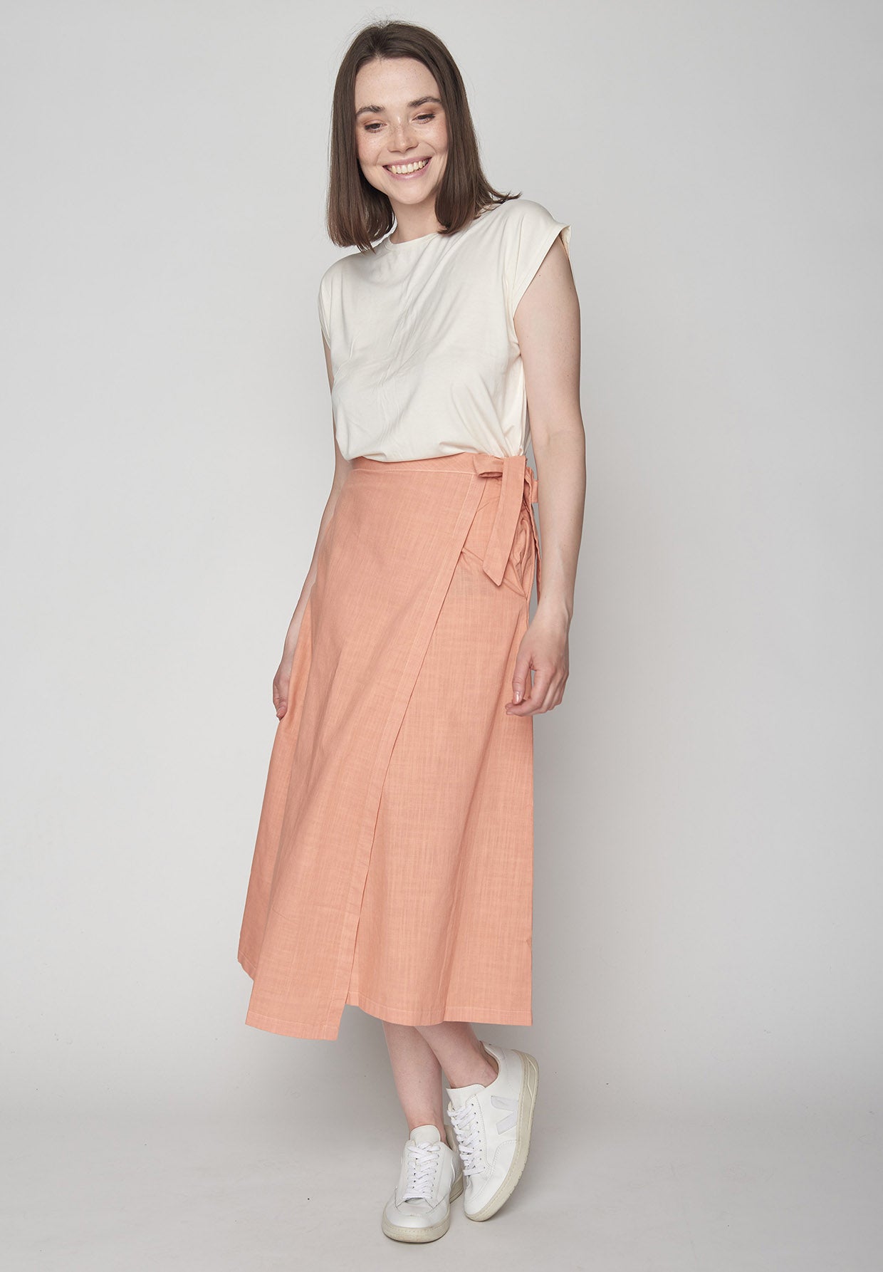 Peach: Eleganter Rock aus Viskose (LENZING™ ECOVERO™) für Damen [8698]