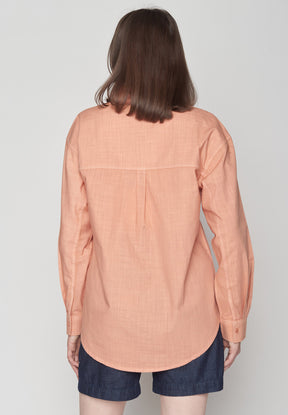 Peach: Lässige Hemdjacke aus Bio-Baumwolle für Damen [8699]