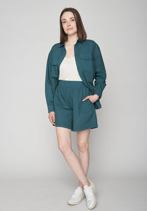 Green Petrol: Lässige Shorts aus LENZING™ TENCEL™ für Damen [8706]