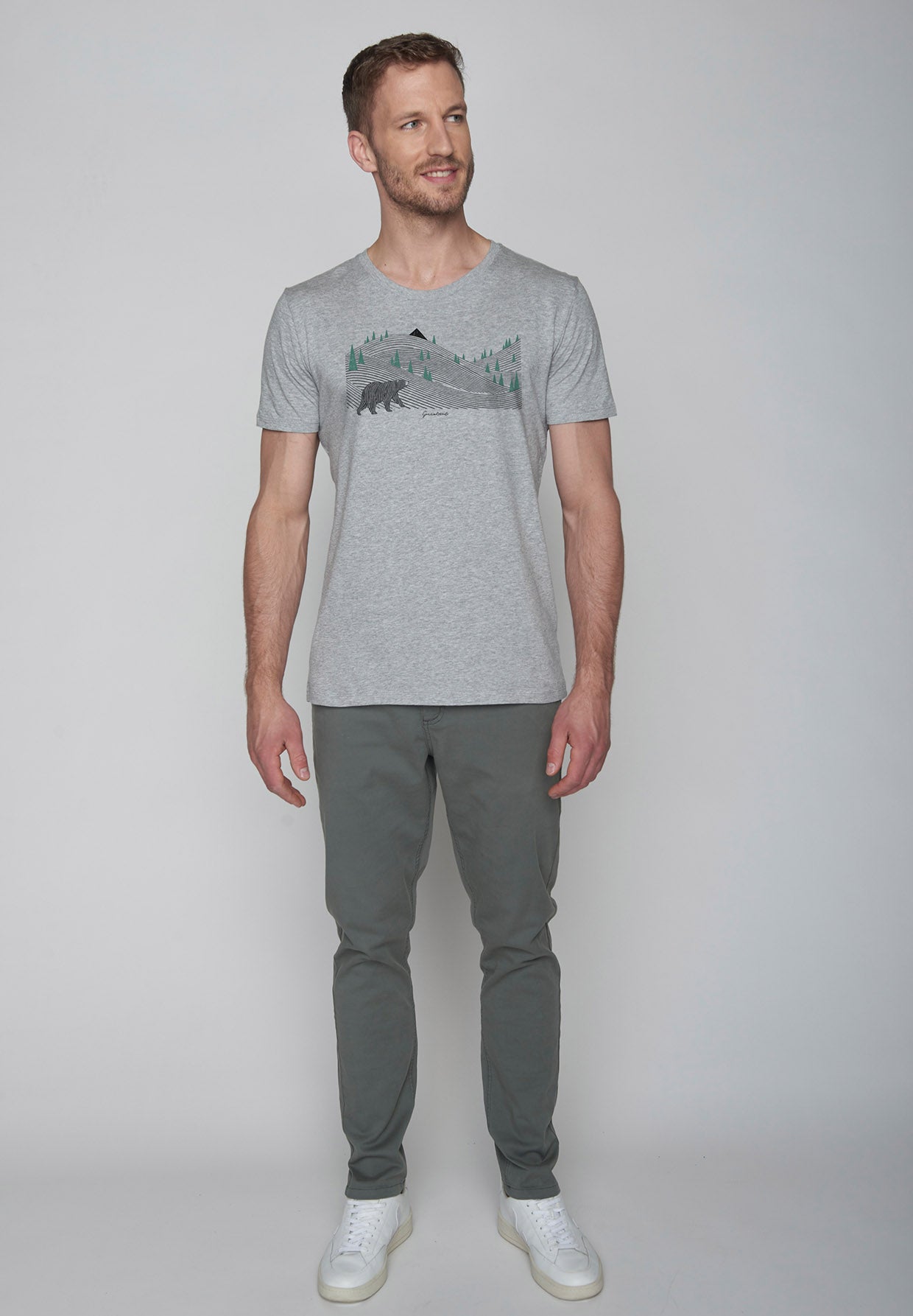 Heather Grey: Sportliches T-Shirt aus Bio-Baumwolle für Herren [8814]