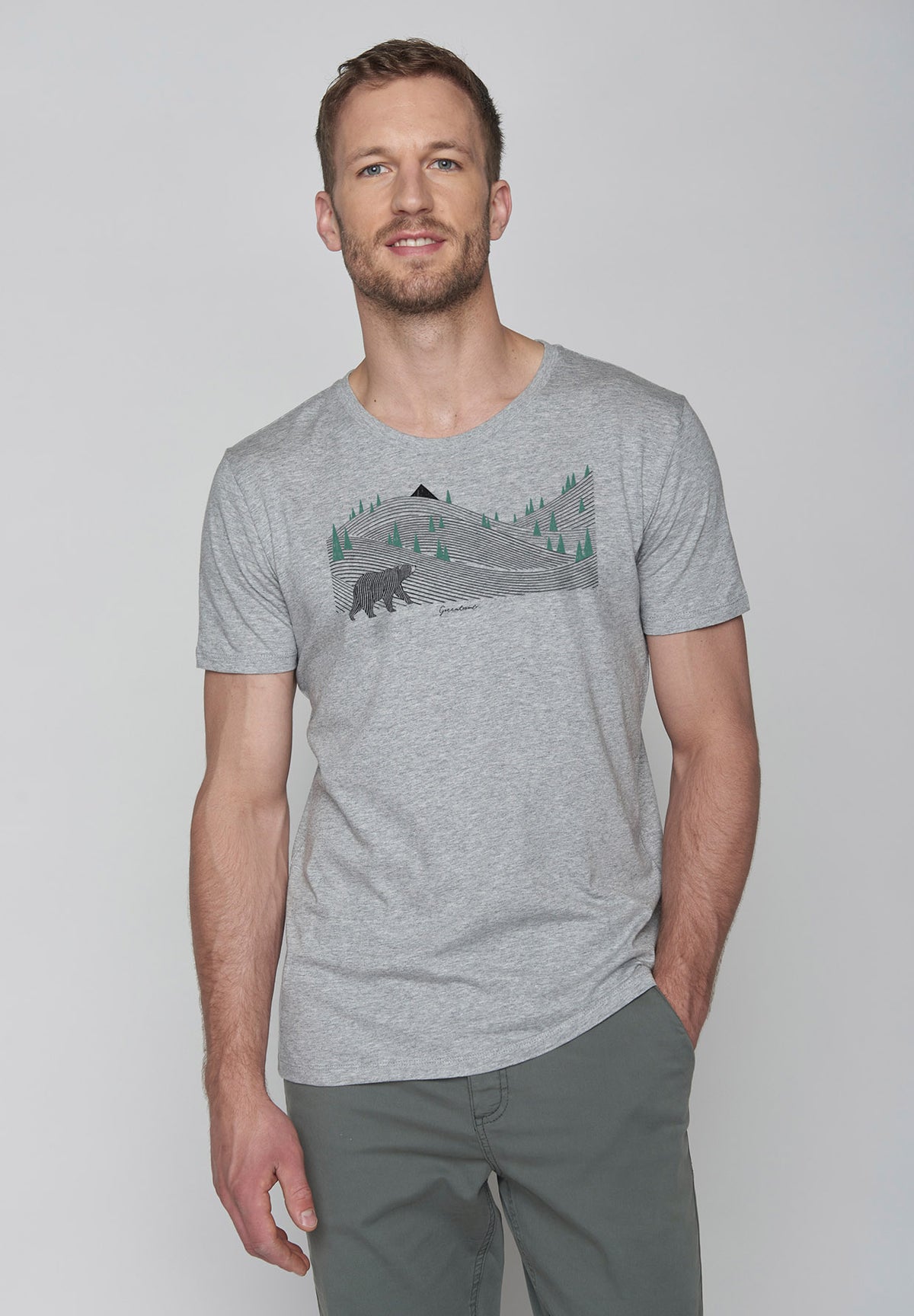 Heather Grey: Sportliches T-Shirt aus Bio-Baumwolle für Herren [8816]