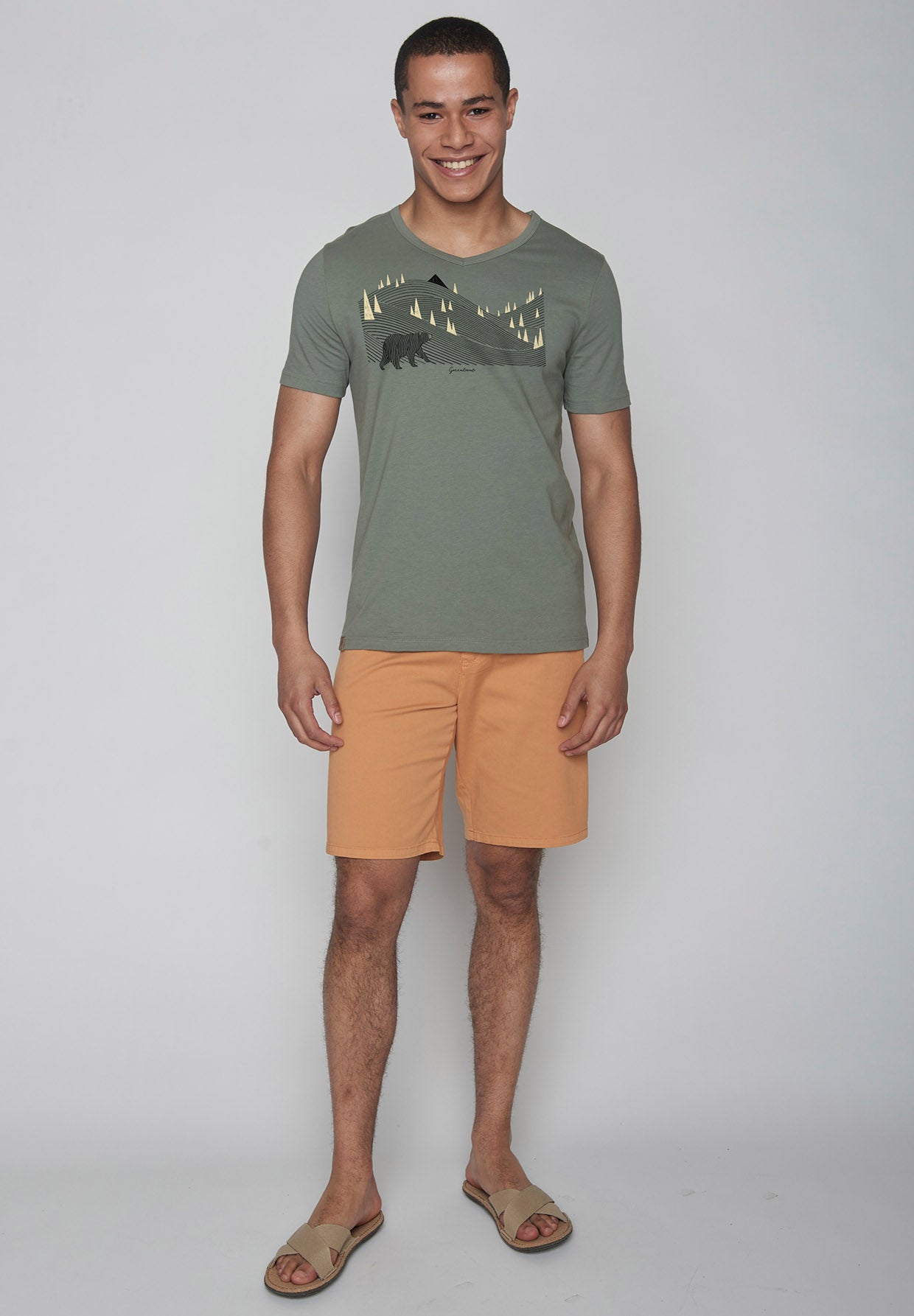 Olive: Lässiges T-Shirt aus Bio-Baumwolle für Herren [8822]