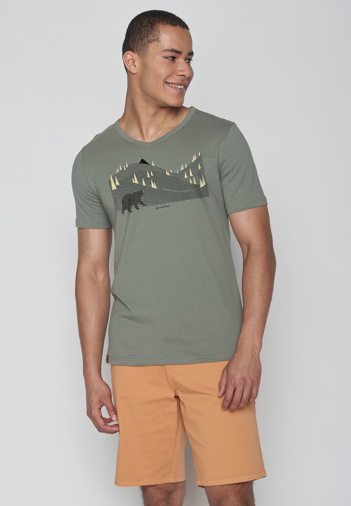 Olive: Lässiges T-Shirt aus Bio-Baumwolle für Herren [8824]