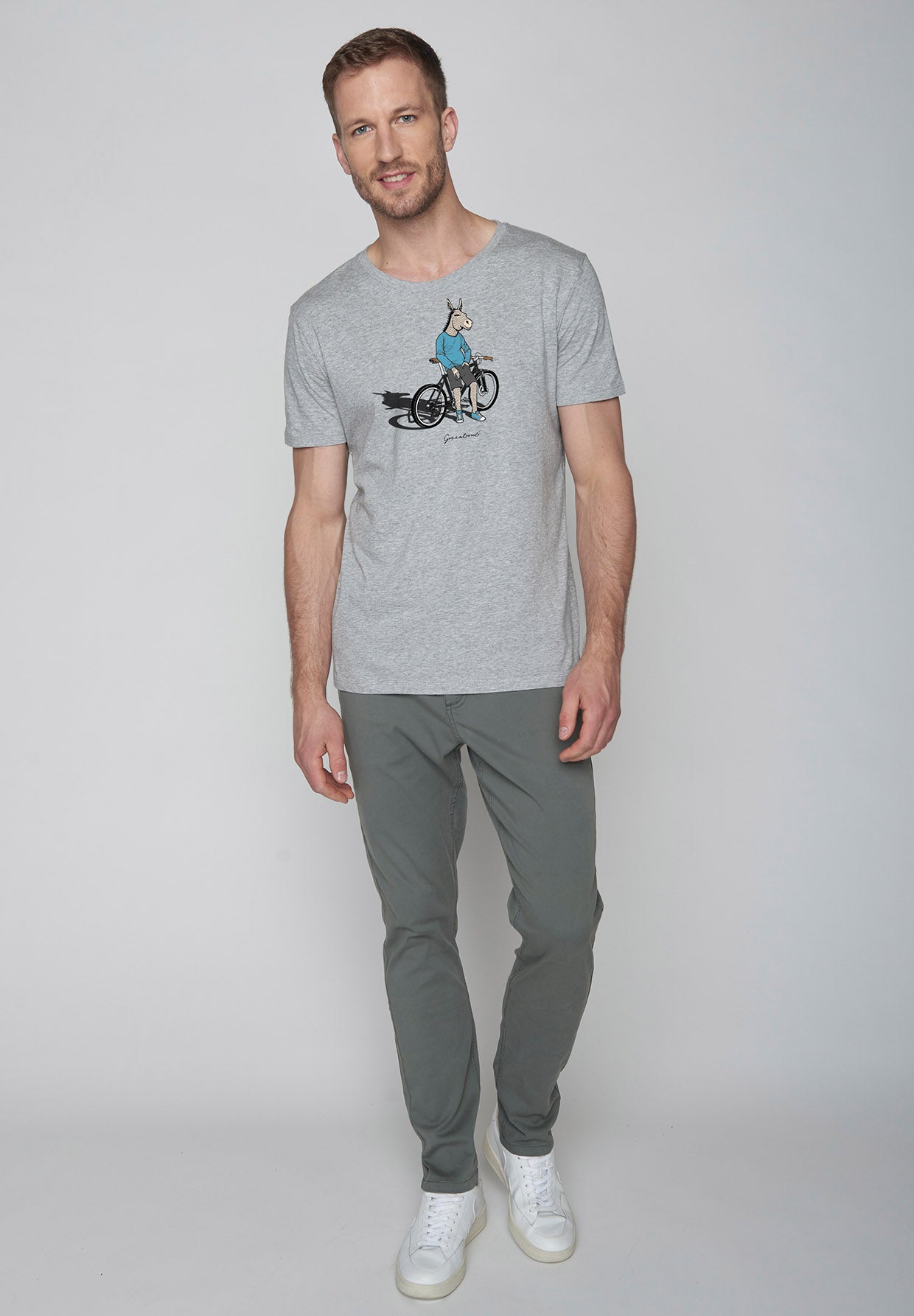 Heather Grey: Sportliches T-Shirt aus Bio-Baumwolle für Herren [8835]