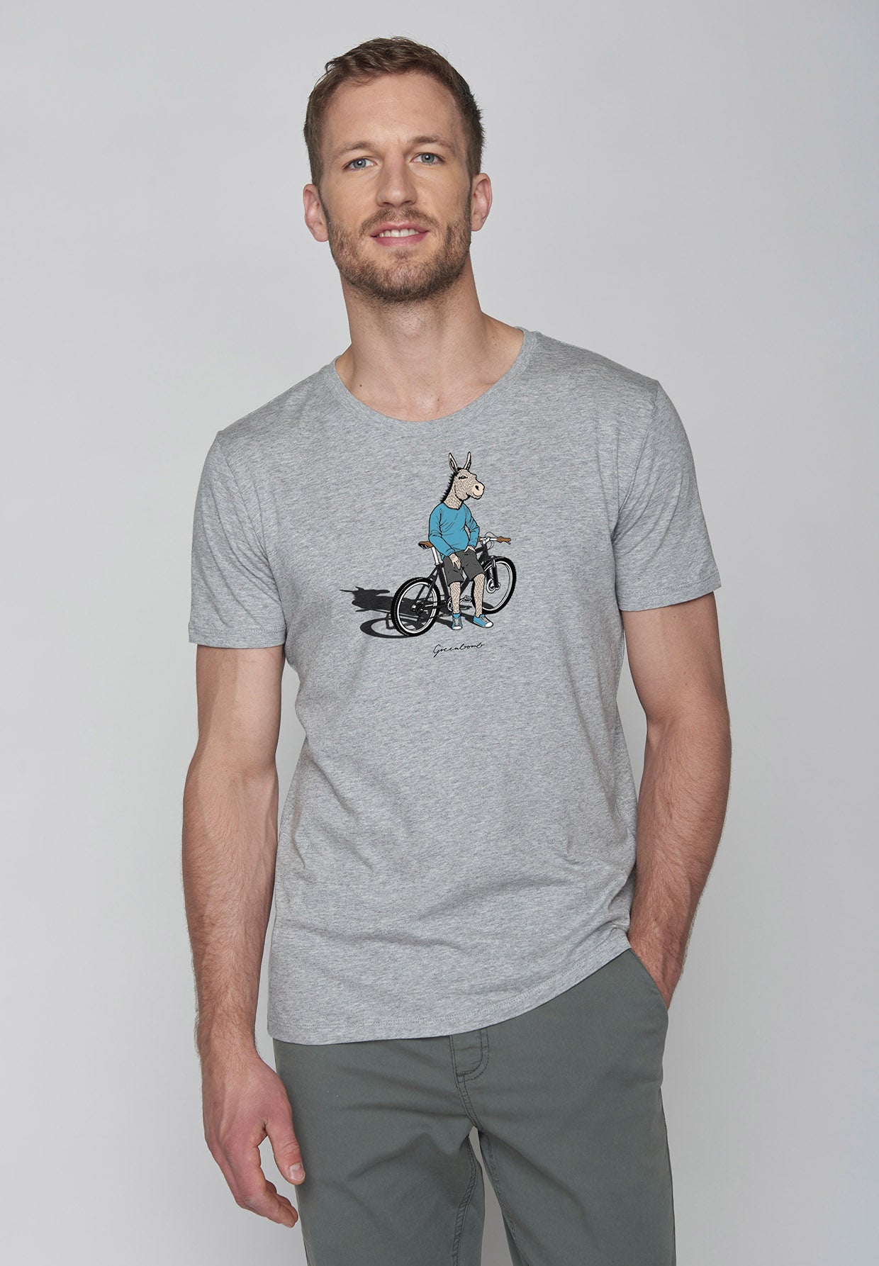 Heather Grey: Sportliches T-Shirt aus Bio-Baumwolle für Herren [8837]