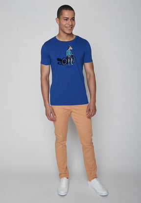 Space Blue: Sportliches T-Shirt aus Bio-Baumwolle für Herren [8839]
