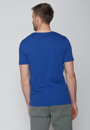 Space Blue: Lässiges T-Shirt aus Bio-Baumwolle für Herren [8855]