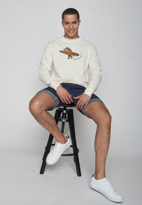Creme White: Gemütliches Sweatshirt aus Bio-Baumwolle für Herren [8865]