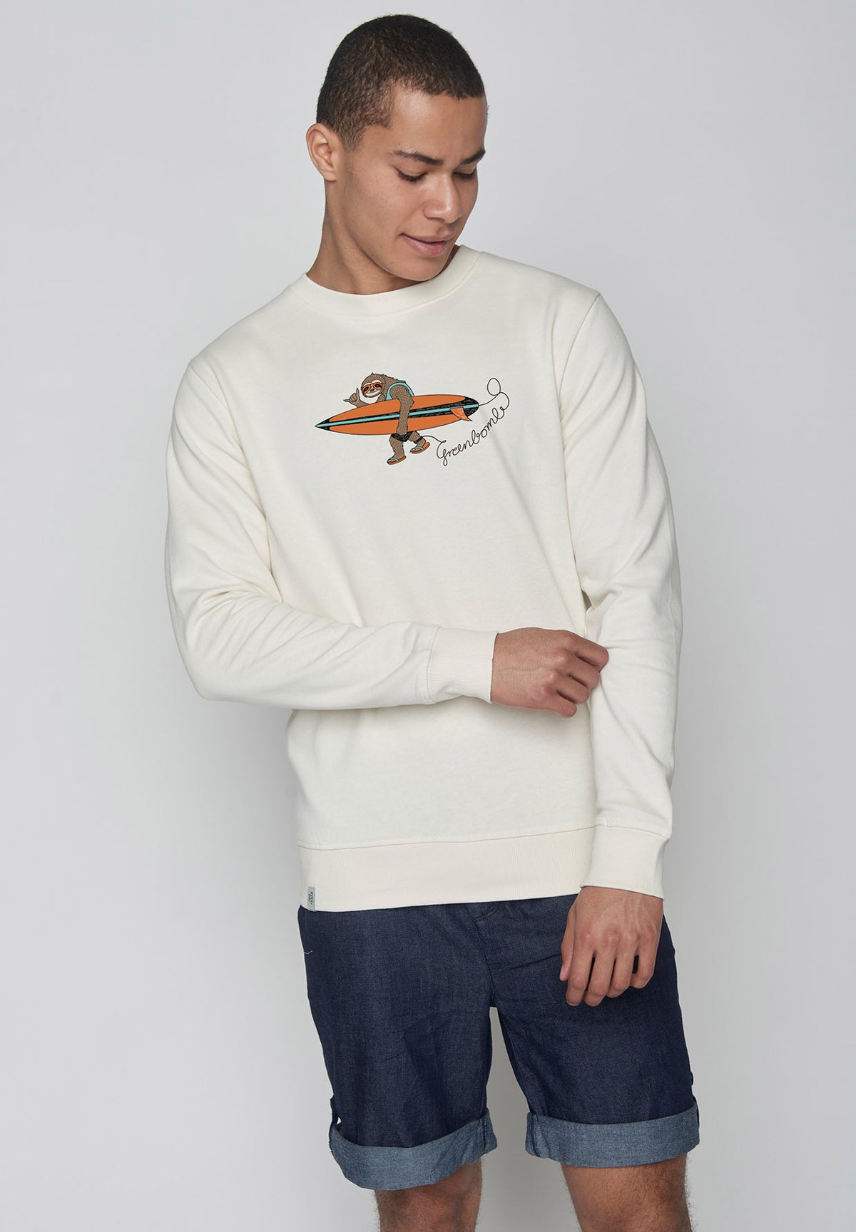 Creme White: Gemütliches Sweatshirt aus Bio-Baumwolle für Herren [8867]