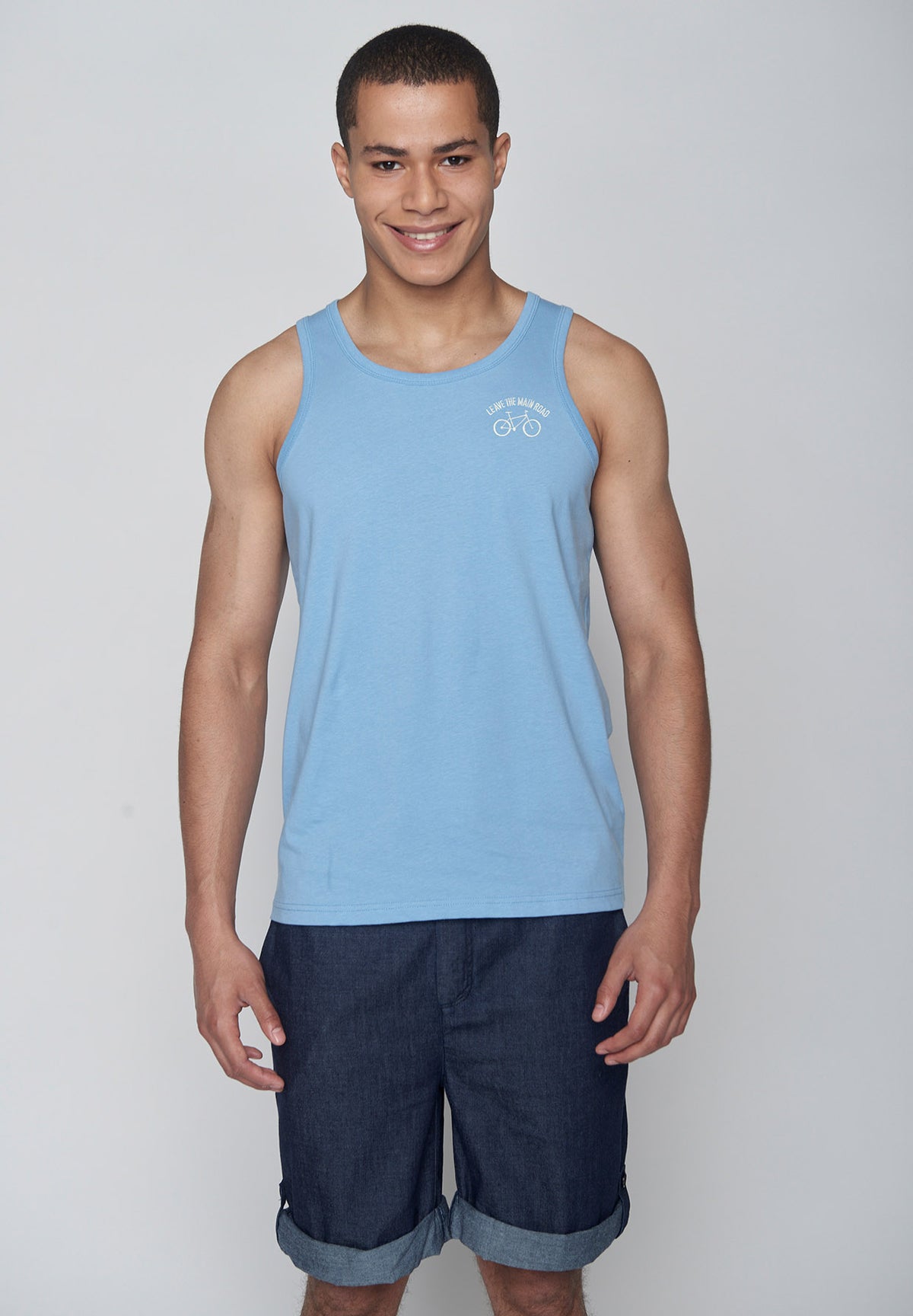 Slate Blue: Sommerliches Tanktop aus Bio-Baumwolle für Herren [8931]